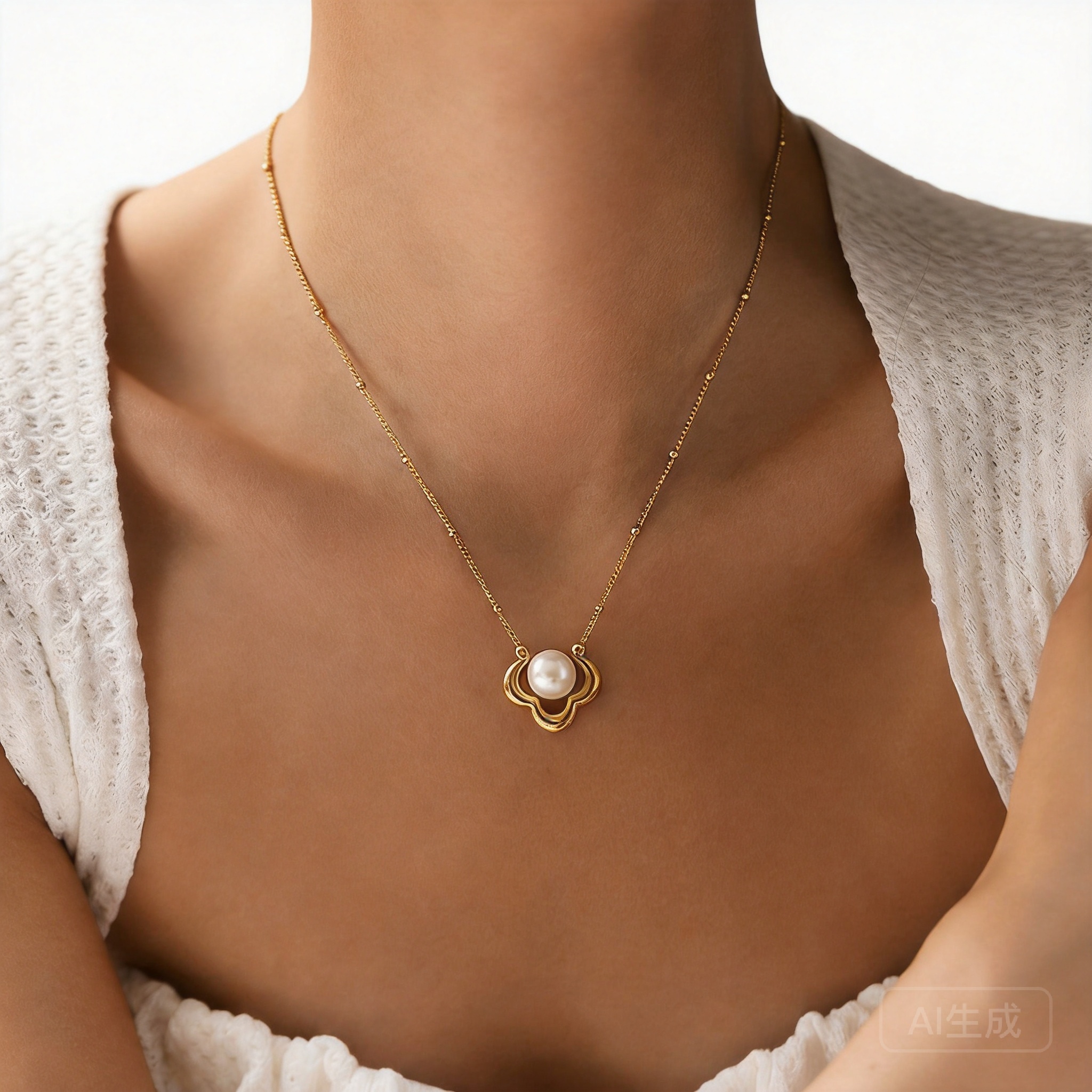 Crystal Choker Necklace - Chinese Style Lucky Auspicious Cloud Pearl