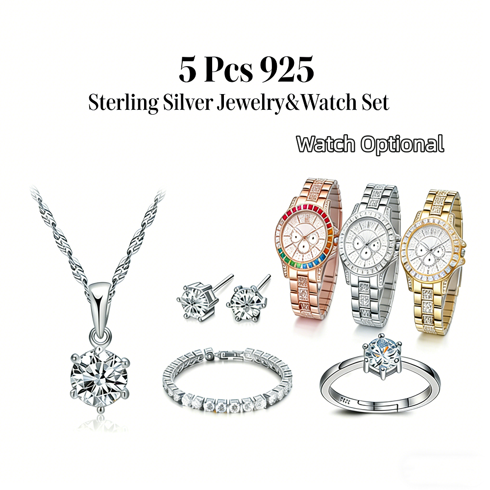 Best Jewelry Watches For Women - Luxuriou 925 Sterling Silver Geometry Crystal