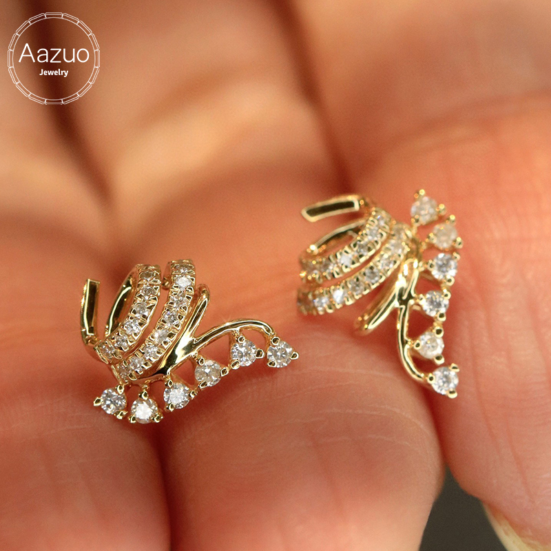 Aazuo 18K White & Yellow lGold - Diamond Stud Earrings recension och pris