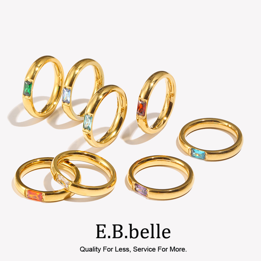 E.B.belle 18K Gold Plated Shin - Birthstone Ring Set recension och pris