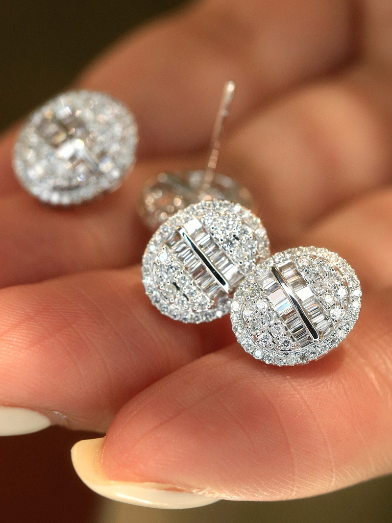 LUOWEND 100% 18K White Gold Ea - Diamond Stud Earrings recension och pris