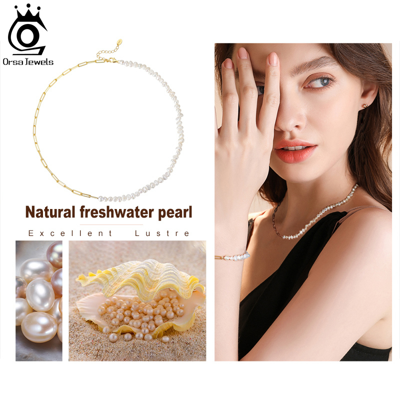 ORSA JEWELS Half Pearl Chain C - Crystal Choker Necklace recension och pris