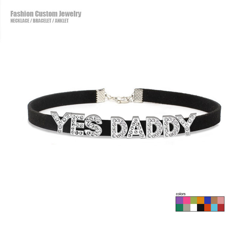Sexy Rhinestone Letters YES DA - Crystal Choker Necklace recension och pris