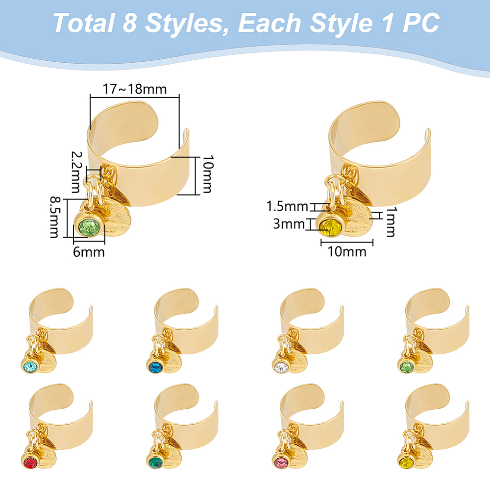8Pcs 8 Color Birthstone Rhines - Birthstone Ring Set recension och pris