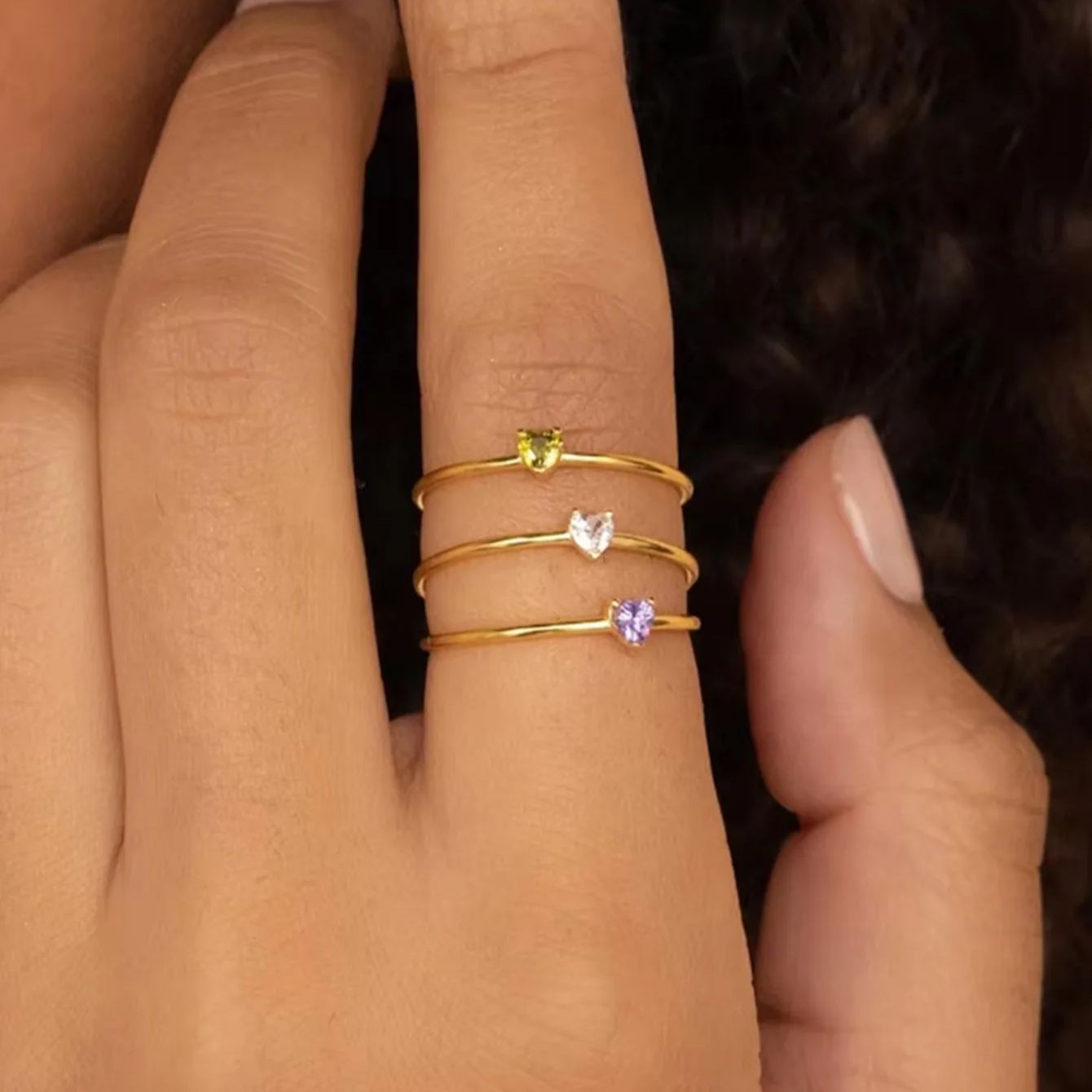 12 Birthstone Zirconia Heart R - Birthstone Ring Set recension och pris