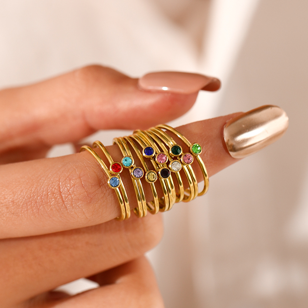 Stainless Steel Birthstone Rin - Birthstone Ring Set recension och pris