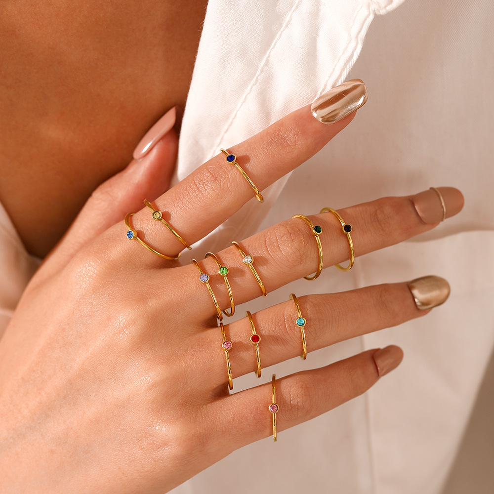Stainless Steel Birthstone Rin - Birthstone Ring Set recension och pris