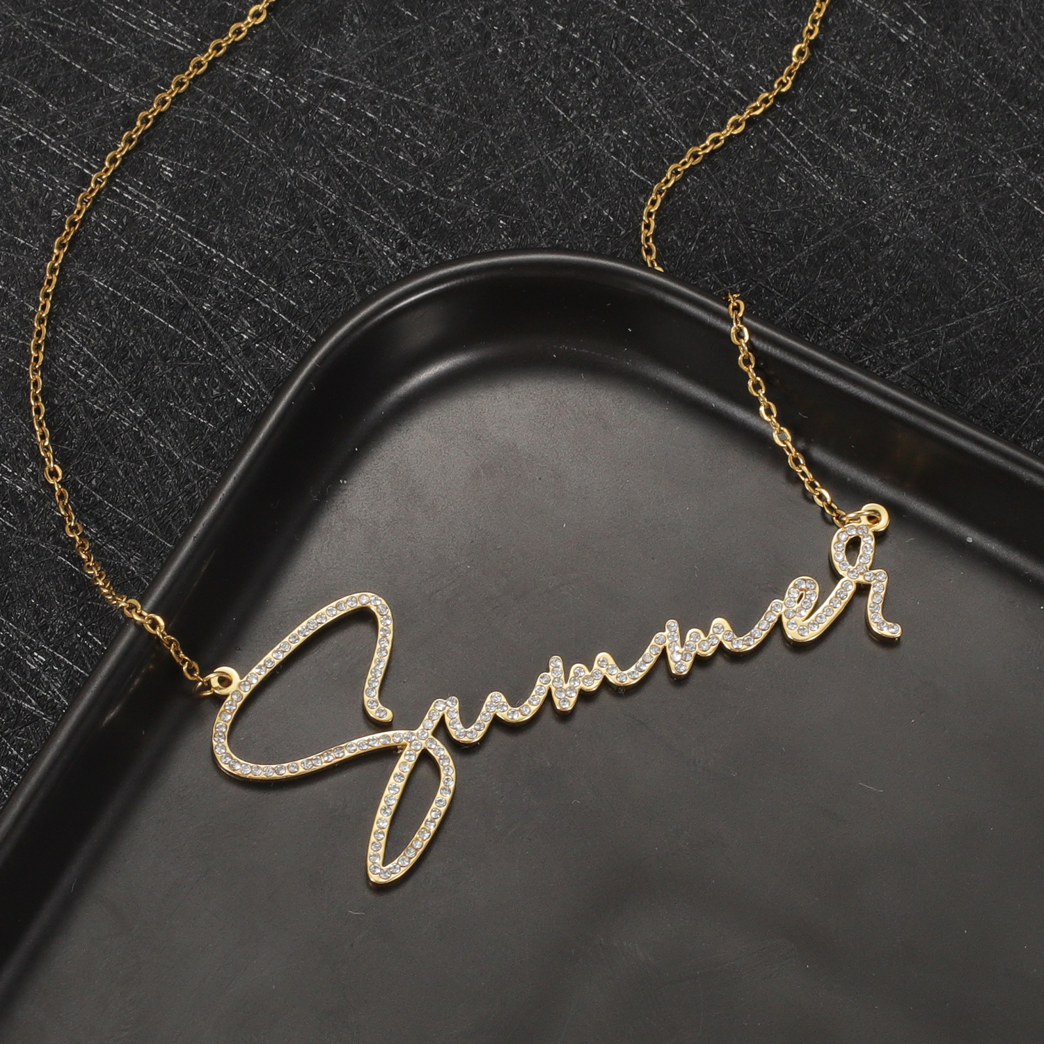 Qitian Custom Diamond Name Nec - Crystal Choker Necklace recension och pris
