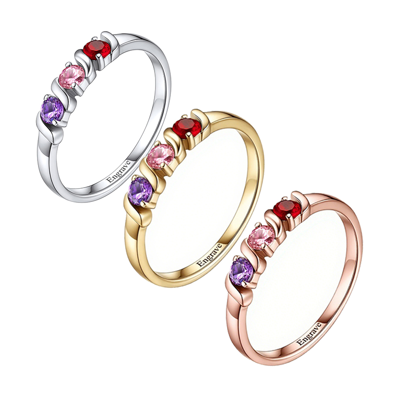 Personalized Names Ring with 1 - Birthstone Ring Set recension och pris