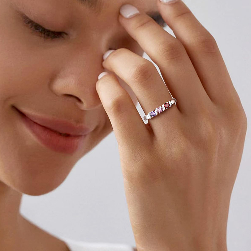 Personalized Names Ring with 1 - Birthstone Ring Set recension och pris