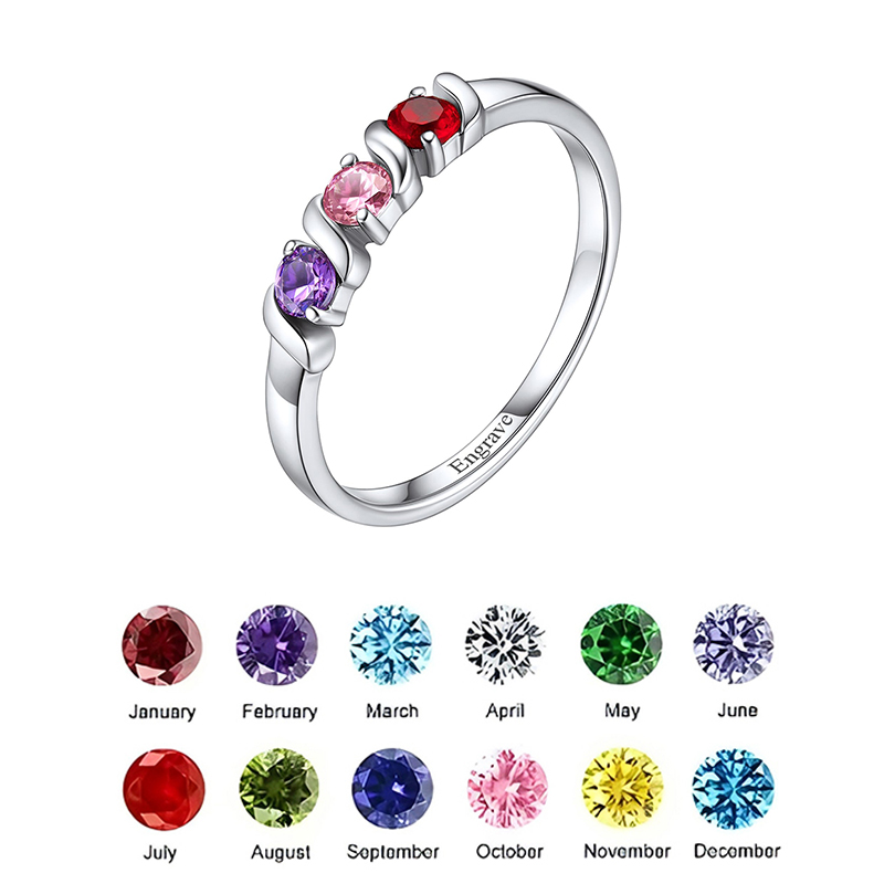 Personalized Names Ring with 1 - Birthstone Ring Set recension och pris