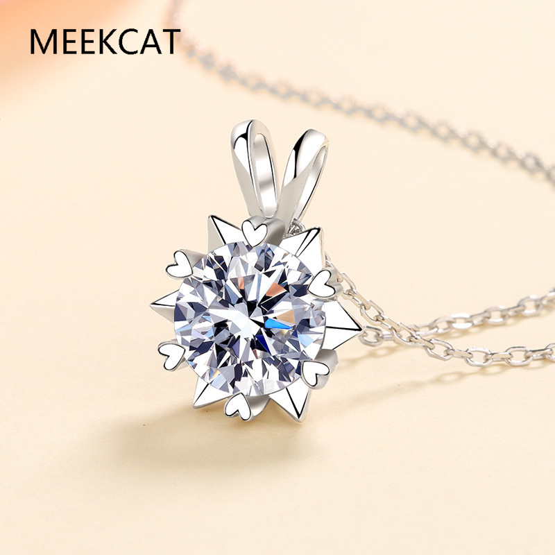Moissanite Halo Necklace for W - Crystal Choker Necklace recension och pris