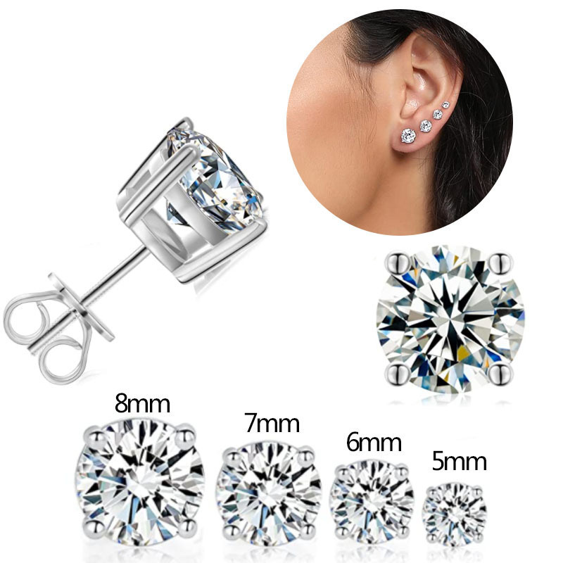 Fashion Four-Prong Round Zirco - Diamond Stud Earrings recension och pris