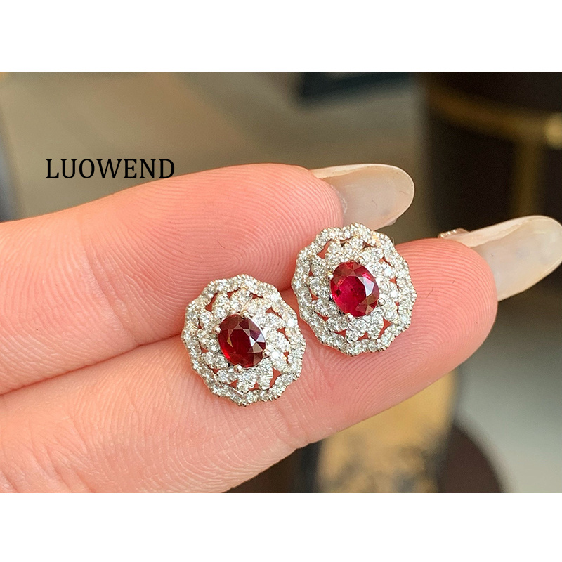 LUOWEND 100% 18K White Gold Ea - Diamond Stud Earrings recension och pris