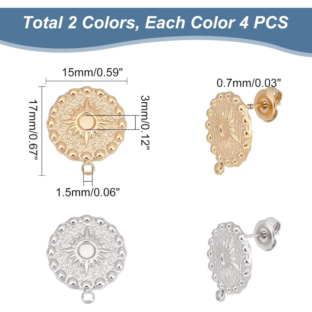 4 Pairs 2 Colors Sun Stud Earr - Diamond Stud Earrings recension och pris