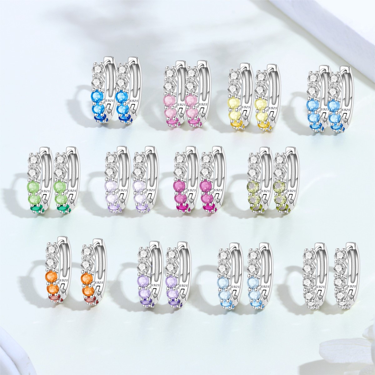 MISEFF S925 Sterling Silver Ea - Birthstone Ring Set recension och pris